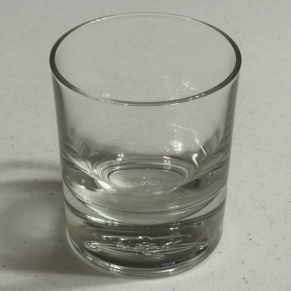 Crown‎ Royal Italy Heavy Base Rocks Glass Crown Emblem Embossed Lowball Clear